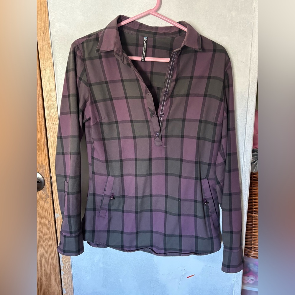 KÜHL snap-front performance plaid top size small.